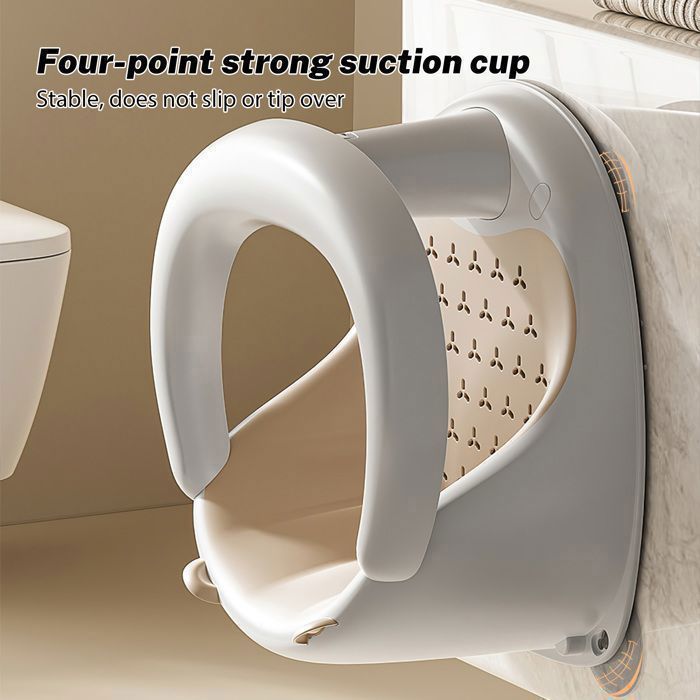 Asiento de baño para bebé - Silla de baño para bebé - De 12 a 36 meses - Antideslizante con 4 ventosas grandes - Incluye 3 juguetes - Blanco