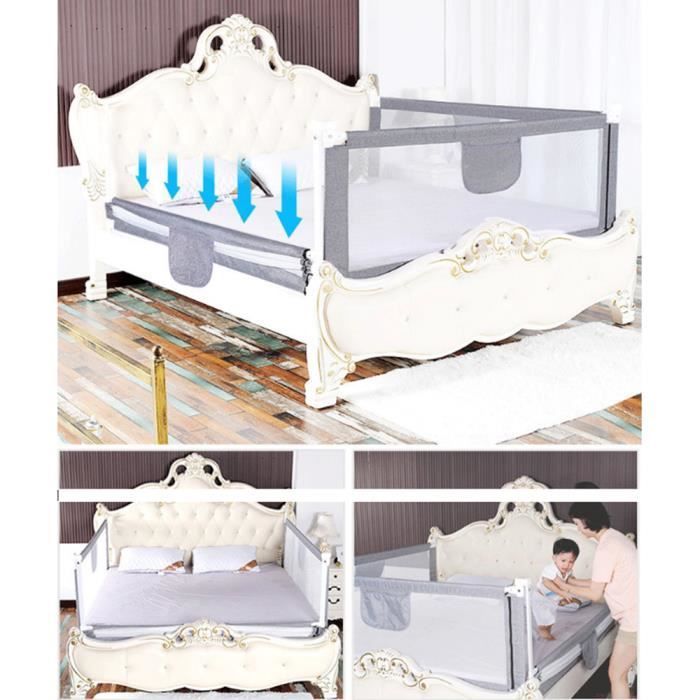 ERROLVES® Babyveiligheidsbedhekje, grijs - 180 cm, valbeveiliging voor kinderen, verstelbare hoogte 70-105 cm