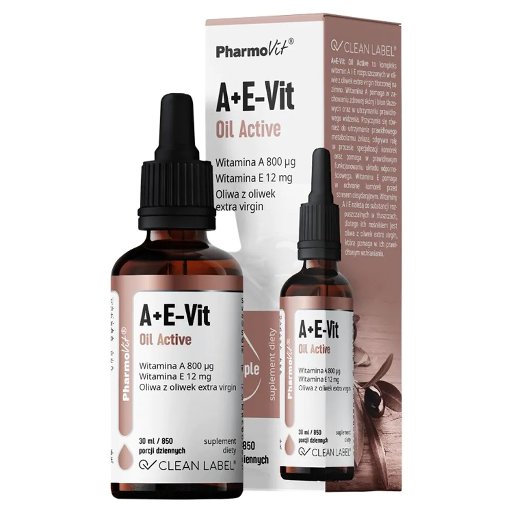 PharmoVit Clean Label A+E-Vit Oil Active Płyn