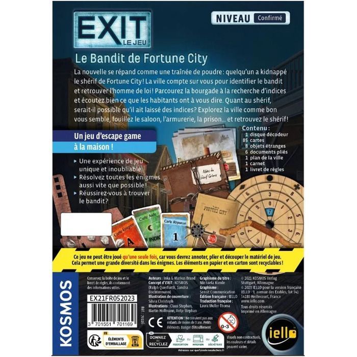Gioco da tavolo - IELLO - Exit: The Bandit of Fortune City - 60 min - Realtà aumentata - Multicolore