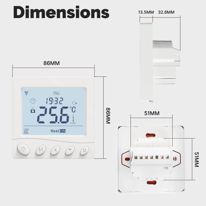 Termostato intelligente WiFi AIMOONSA - Caldaia a gas - Programmabile 5+1+1 - Compatibile con Alexa/Google