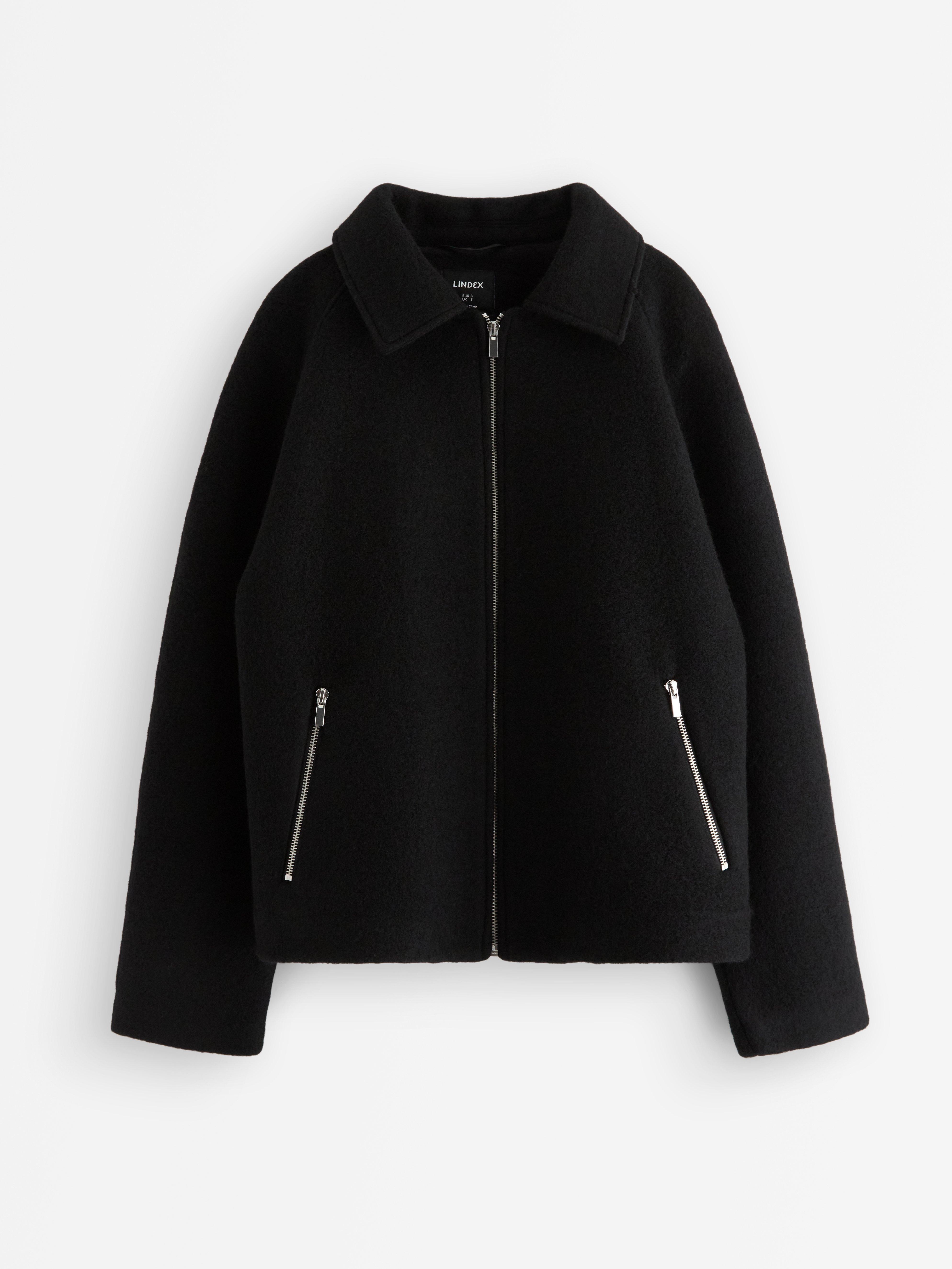 Jacka i ullblandning Black