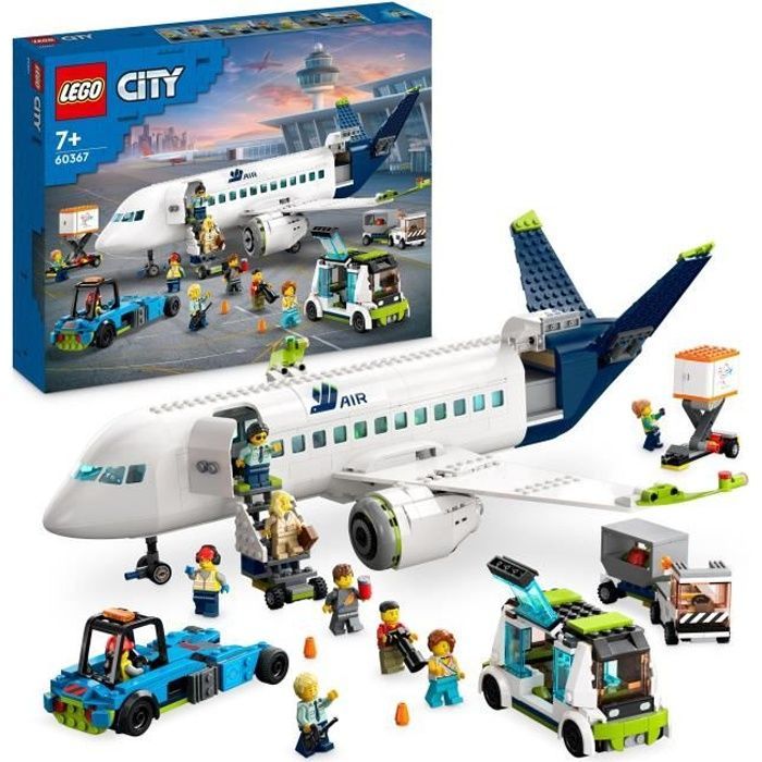 LEGO® City 60367 Airliner Toy Set with Airport Bus, Tugboat, Baggage Truck and 9 Minifigures