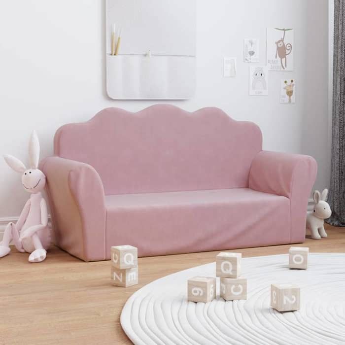 vidaXL 2-Seater Children's Sofa, Daybed with Backrest and Armrests, Toddler Guest Bed for Living Room, Pink 357051