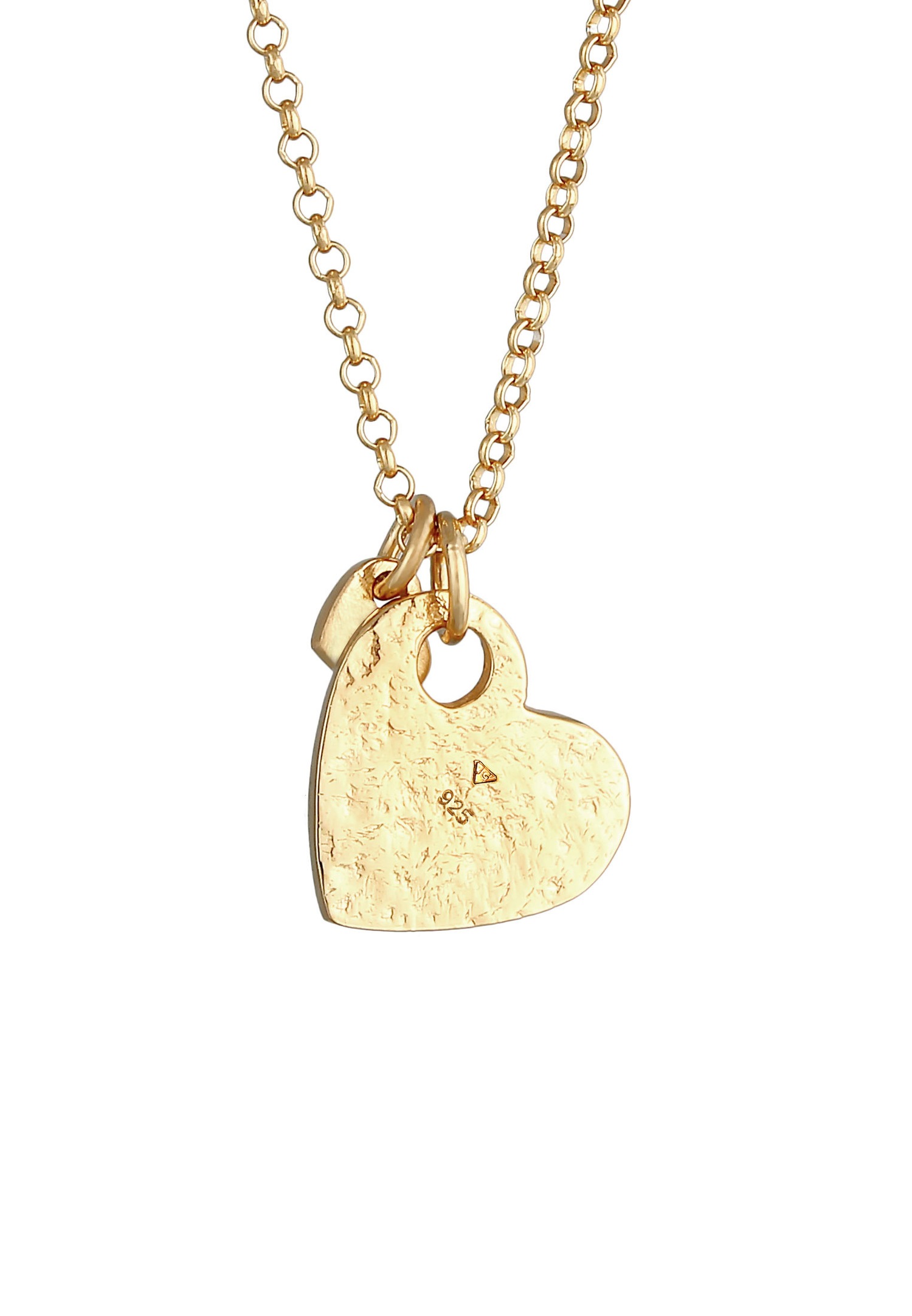 Elli Pendentif Coeur Femme Amour Look Organique Tendance en Argent Sterling 925 Plaqué Or
