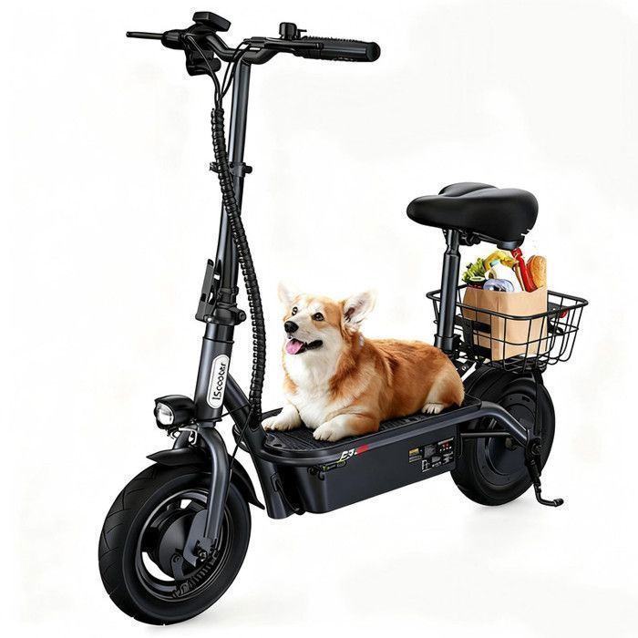 iScooter SR-E3 Folding Electric Scooter with Seat for Adults and Teens, 1000W Motor, 60KM Range, 13Ah Battery