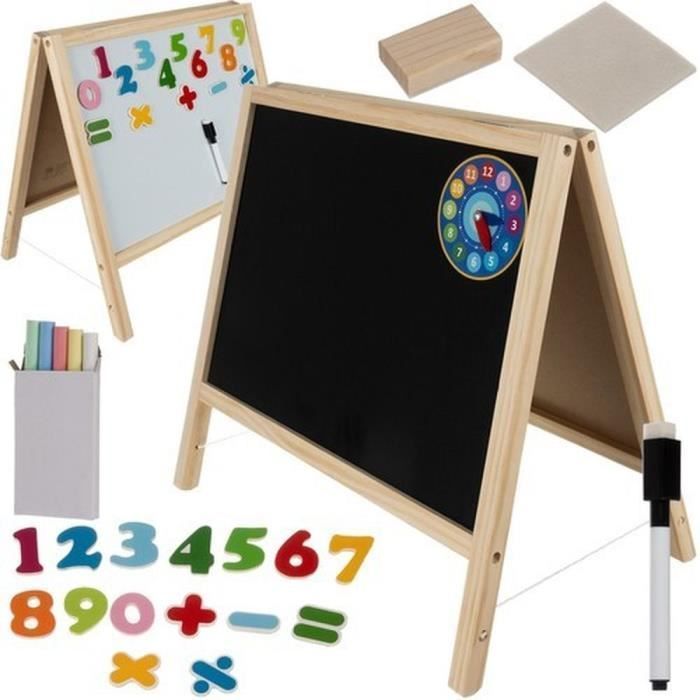 Tableau double face magnétique - Enfant - 40x40 cm - Non toxique - Prêt à jouer - Écologique