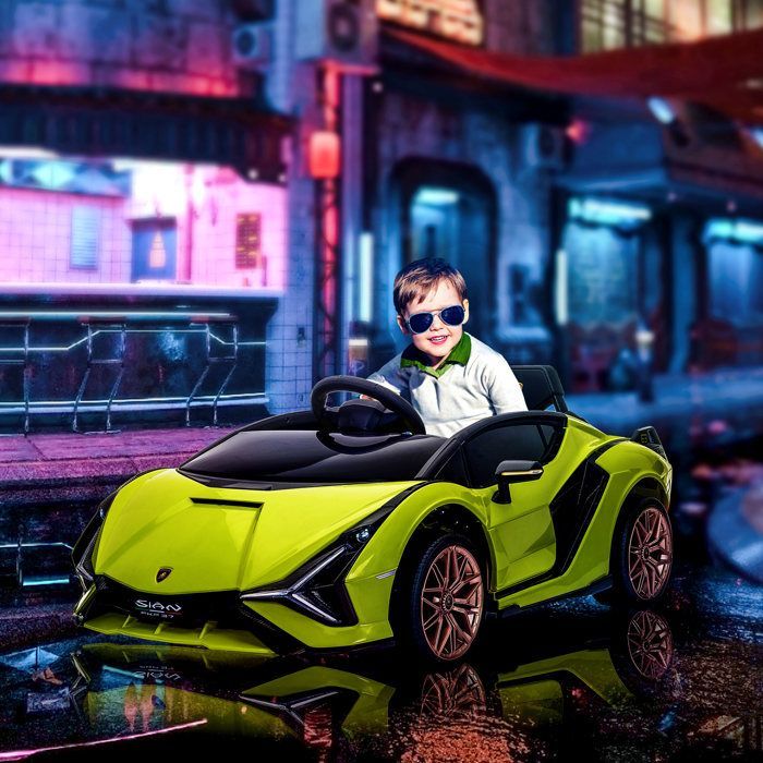 Auto elettrica per bambini - HOMCOM - Lamborghini Sian Sport 12V con telecomando, suoni e LED - PP - Verde