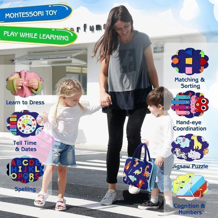 Tablero de actividades Montessori para bebés de 1 a 5 años: juegos de mesa con actividades de desarrollo para niños, regalo educativo para niños y niñas.