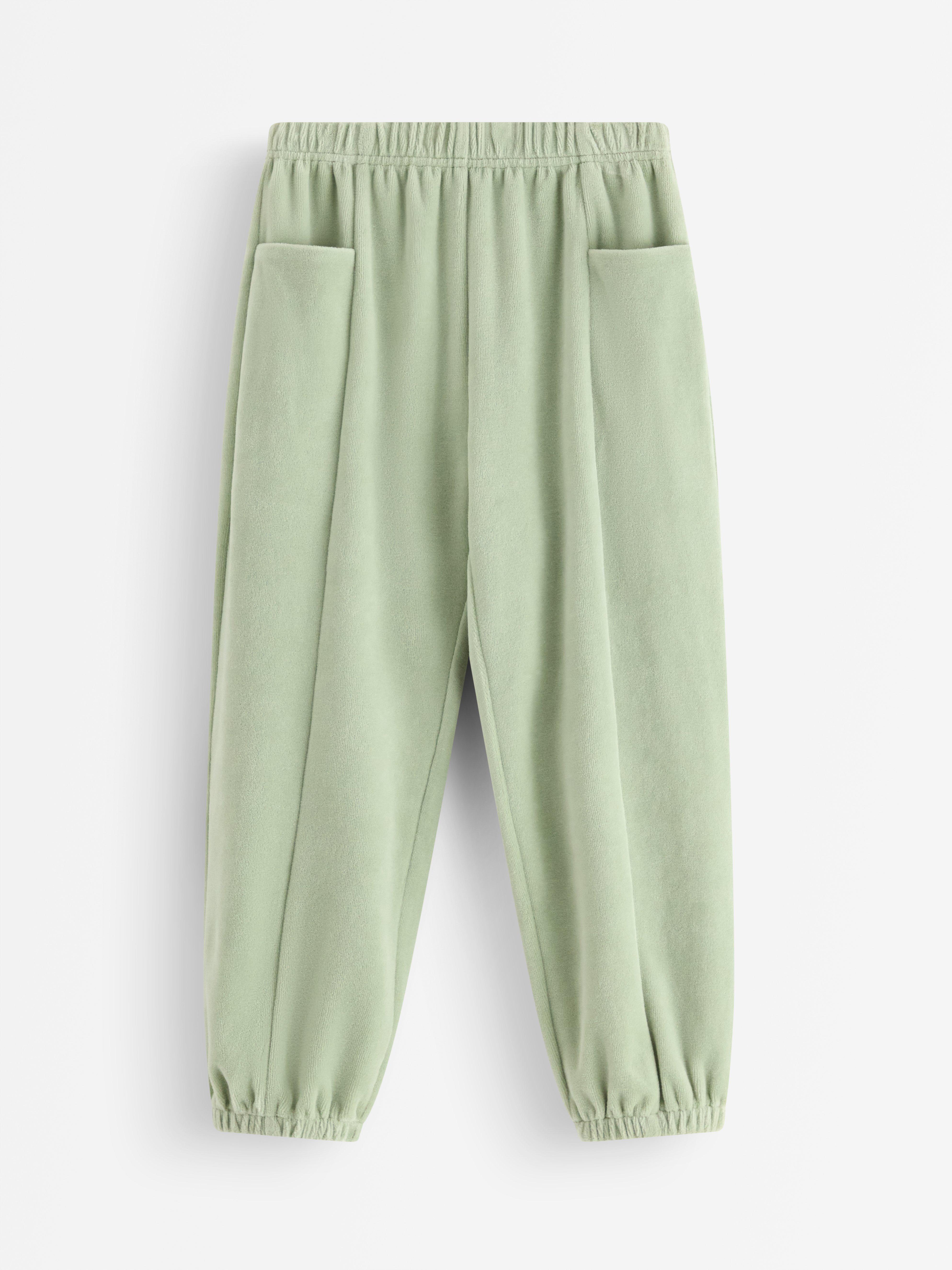 Sametové tepláky Dusty Green