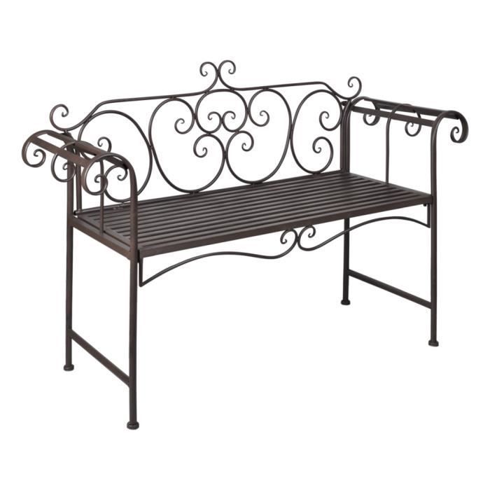 Panchina da giardino in metallo da 132 cm - VIDAXL - Marrone anticato - Volute - Per esterni