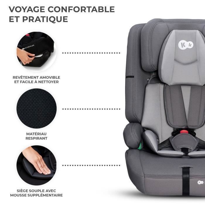 Silla de coche infantil Kinderkraft SAFETY FIX2 I-SIZE, 76–150 cm, 15 meses a 12 años, ISOFIX, reposacabezas ajustable, seguridad óptima, gris