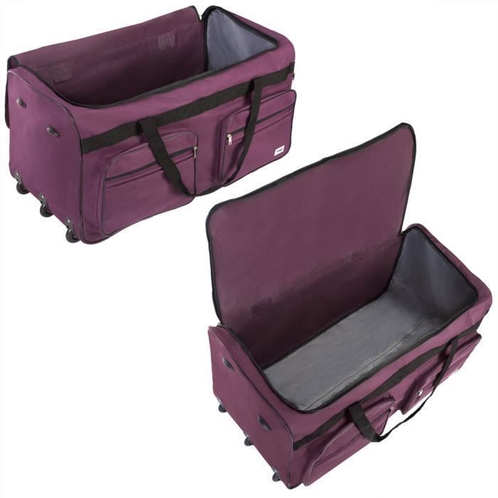 Monzana XXL paarse reistas met wielen, trolley, 160 liter, sporttas, telescopische handgreep, 3 vergrendelbare wielen