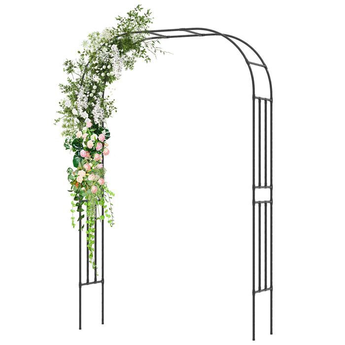 Arche de Jardin avec Treillis 153 x 40 x 240 cm COSTWAY-pour Plantes Grimpantes -en Métal Revêtus de PE-Tubes Ondulés-Mariage, Fête