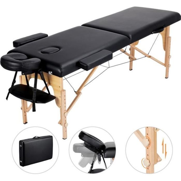 Sammenleggbart massasjebord - Yaheetech - 2 seksjoner - 213 x 82 cm - 250 kg lastekapasitet - Profesjonell massasjeseng