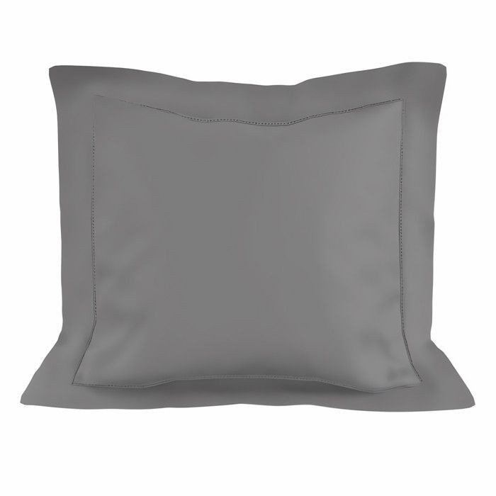 Funda de almohada de algodón percal gris, 63x63 cm, de Soleil d'ocre