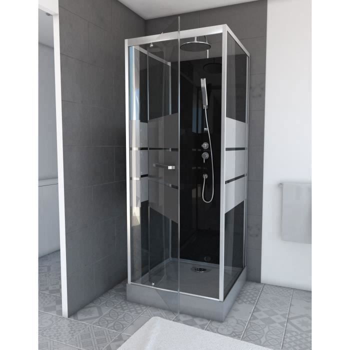 Box doccia con vetro serigrafato - Grigio - 80 x 80 x 235 cm