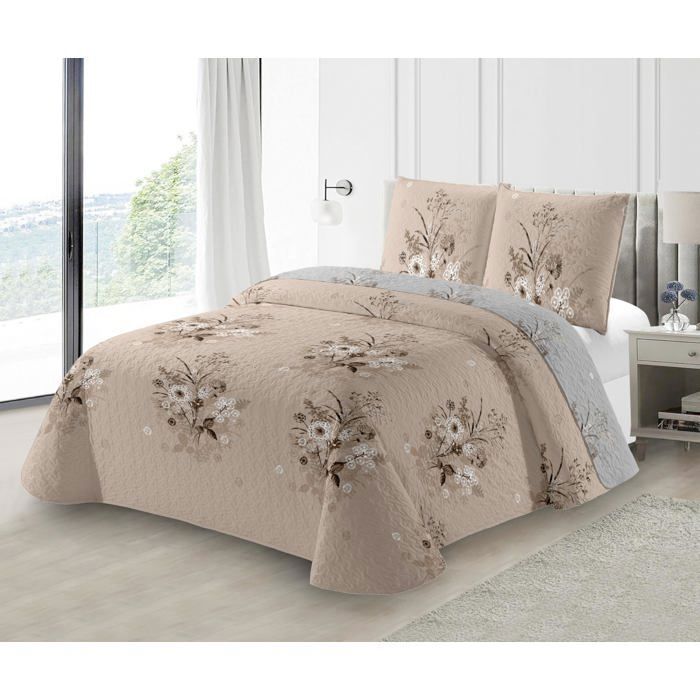 Dikke, gewatteerde sprei 220x240cm met 2 kussenslopen 65x65cm M23-6059