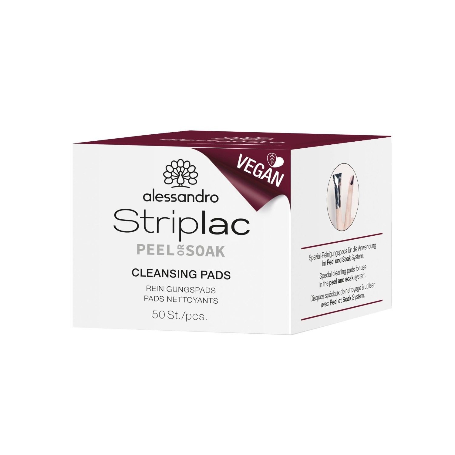 Alessandro Striplac Peel or Soak Pads nettoyants ongles 50 Pcs