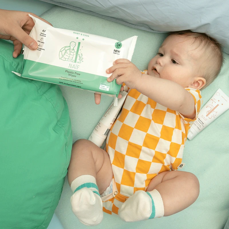 „Naif Baby & Kids“ drėgnos servetėlės be plastiko kūdikiams nuo gimimo