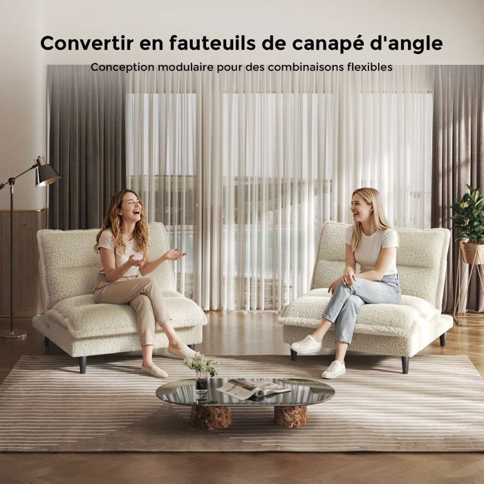 Canapé convertible 3en1, dossier réglable, Canapé lit en velours de lait, confortable et idéal pour les petits espace