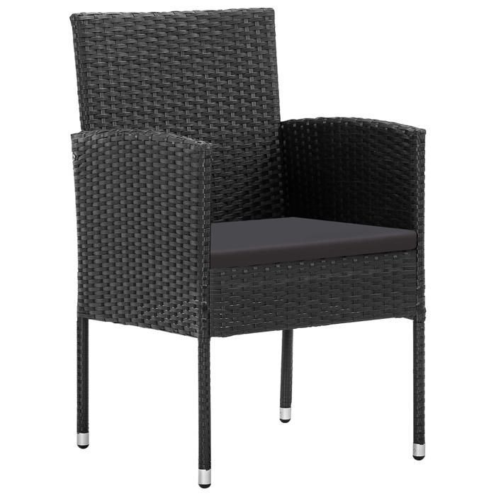 Conjunto de comedor de jardín - vidaXL - 5 piezas - Negro - Resina de mimbre - Mesa 80x80x74 cm - Silla 52x56x88 cm