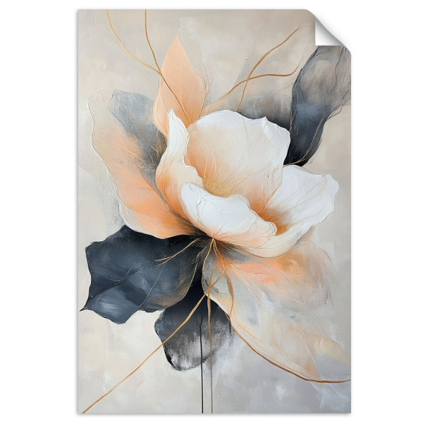 Naklejka na ścianę Feeby Abstrakcyjny Kwiat beżowo szary 20x30
