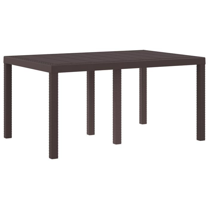 Tavolo da pranzo rettangolare per esterni vidaXL, marrone | Resistente ai raggi UV, realizzato in plastica robusta 871685