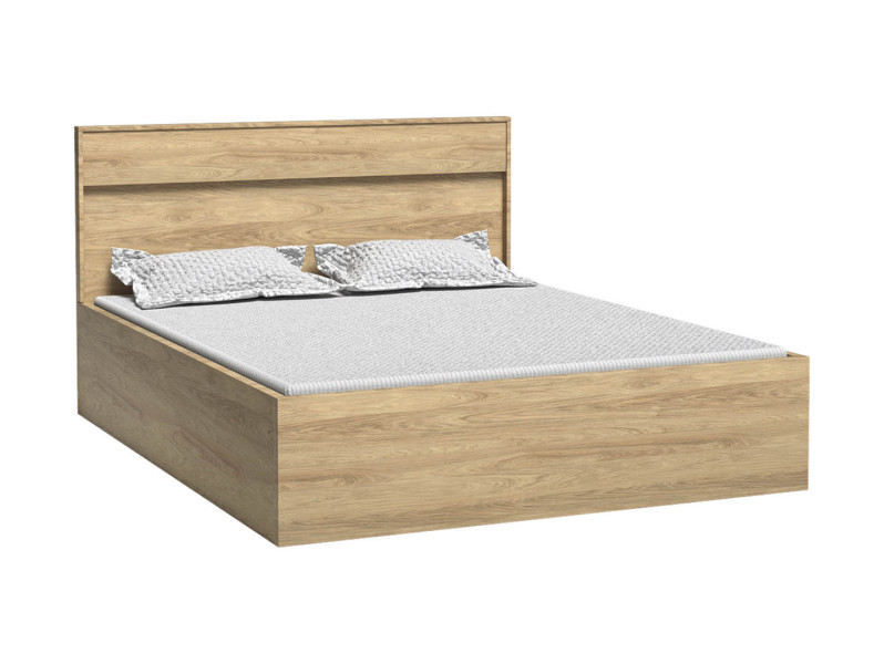 Łóżko MILAN 160 x 200 Natural Hikora Panel Dąb Pojemnik Stelaż HIT