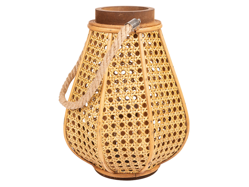 Lampion naturalny z plecionką wiedeńską 29 cm żółty