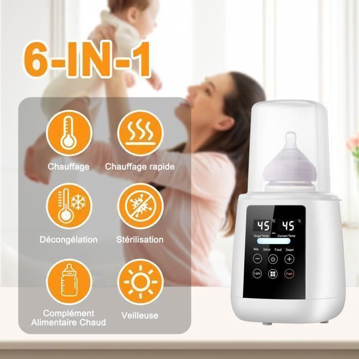 Calientabiberones 6 en 1, esterilizador de biberones, calentador de comida para bebés, esterilizador multifuncional, libre de BPA.