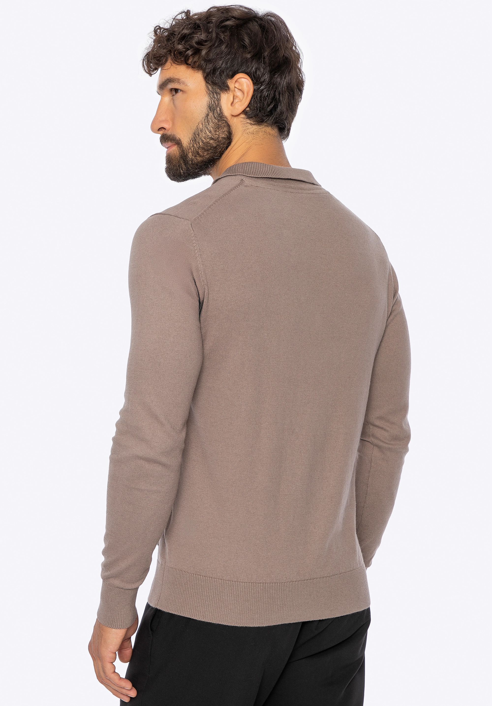 Sweter męski z bawełny z domieszką kaszmiru ciemny beż