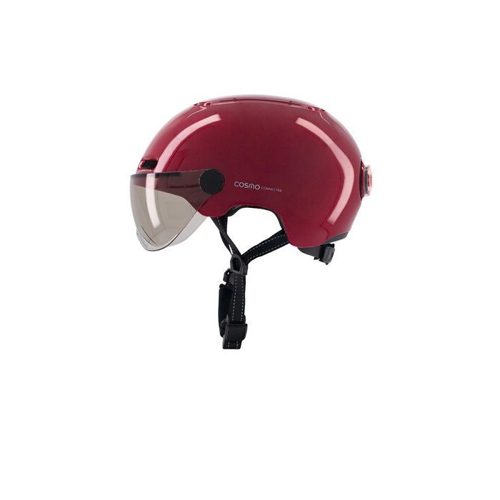 Casque Vélo/Trottinette connecté COSMO CONNECTED Fusion+ Avec visière, Clignotants, Feu freinage - Bordeaux