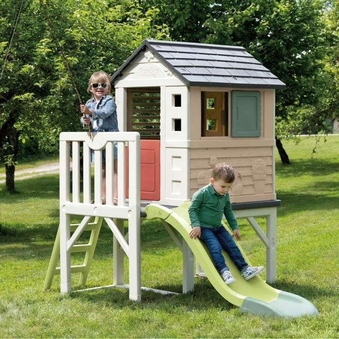 Smoby Life – Spielhaus auf Stelzen mit Rutsche – Neue Farbe – 70 cm Plattform – UV-beständig – Hergestellt in Frankreich