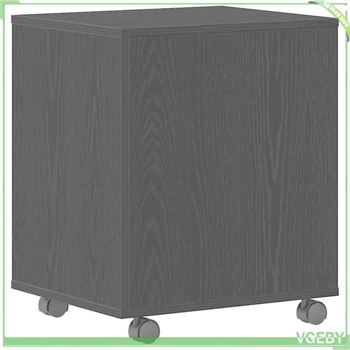 Meuble roulant - Chêne noir - Bois d'ingénierie - 45 x 38 x 54 cm - 1 étagère