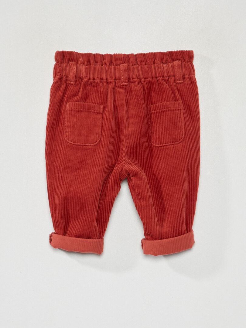 Corduroy Paperbag Broek - ROOD
