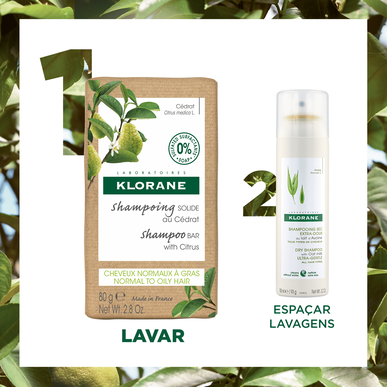Klorane Citrus -shampoopala normaaleille ja rasvoittuville hiuksille, kiinteä shampoo, luomu sitruuna, 80 g