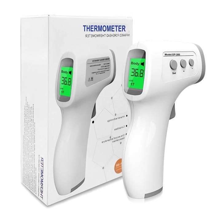 Termometro digitale a infrarossi senza contatto per la fronte, 32-42,9℃, misurazione frontale, lettura con codice colore, display LCD, funzione di allarme febbre