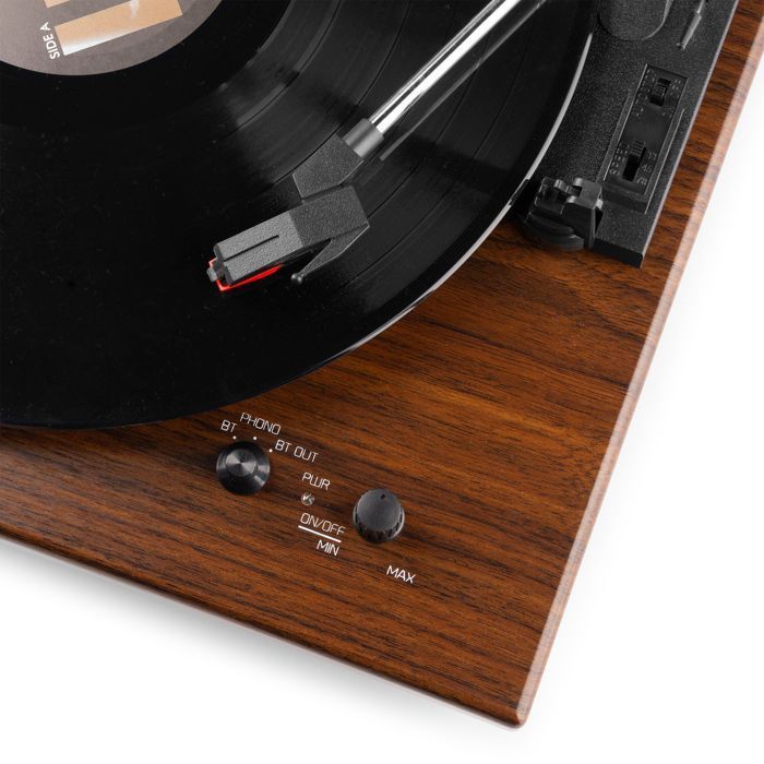 Audizio RP112AD Bluetooth Turntable with Input & Output - Acacia Color, Built-in Stereo Speakers