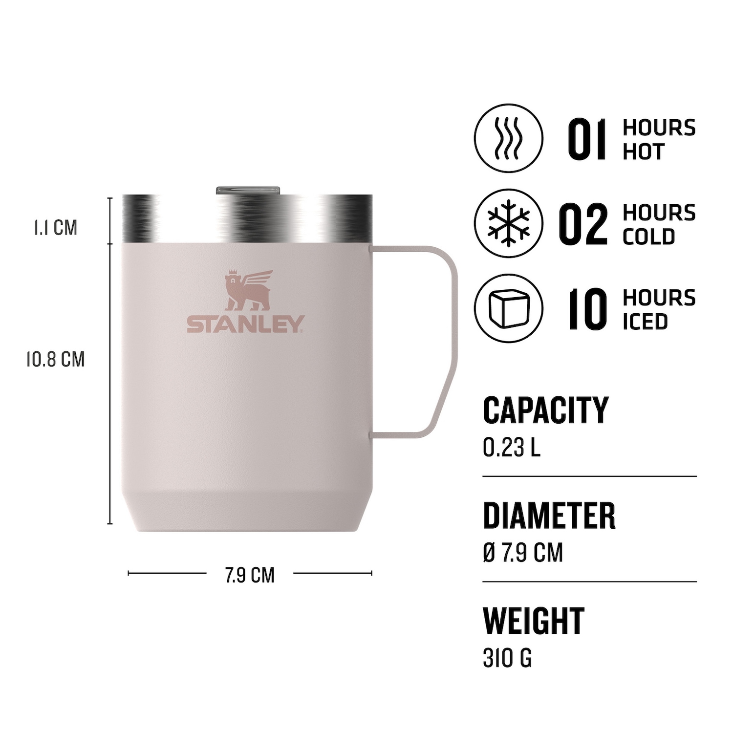 Stanley Trinkflasche, Thermoskanne, Warmhaltebecher für Camping | 0,23 l – 1 Stück