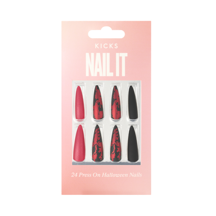 Press On Nails Halloween Black/Red Beauty