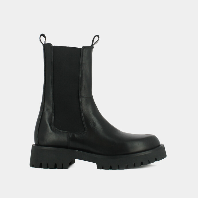 Bottines à plateformes  en cuir noir