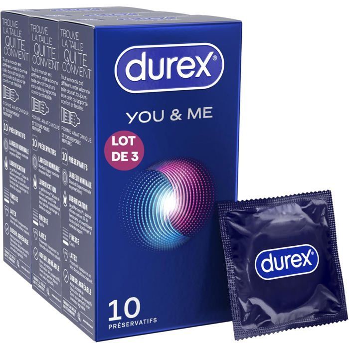 Durex YOU & ME - 30 Condoms - Delay and Stimulating - Pack of 3 x 10 pieces
