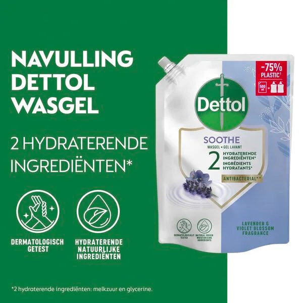„Dettol“ atpalaiduojančio levandų antibakterinio prausimosi gelio papildymas, 500 ml