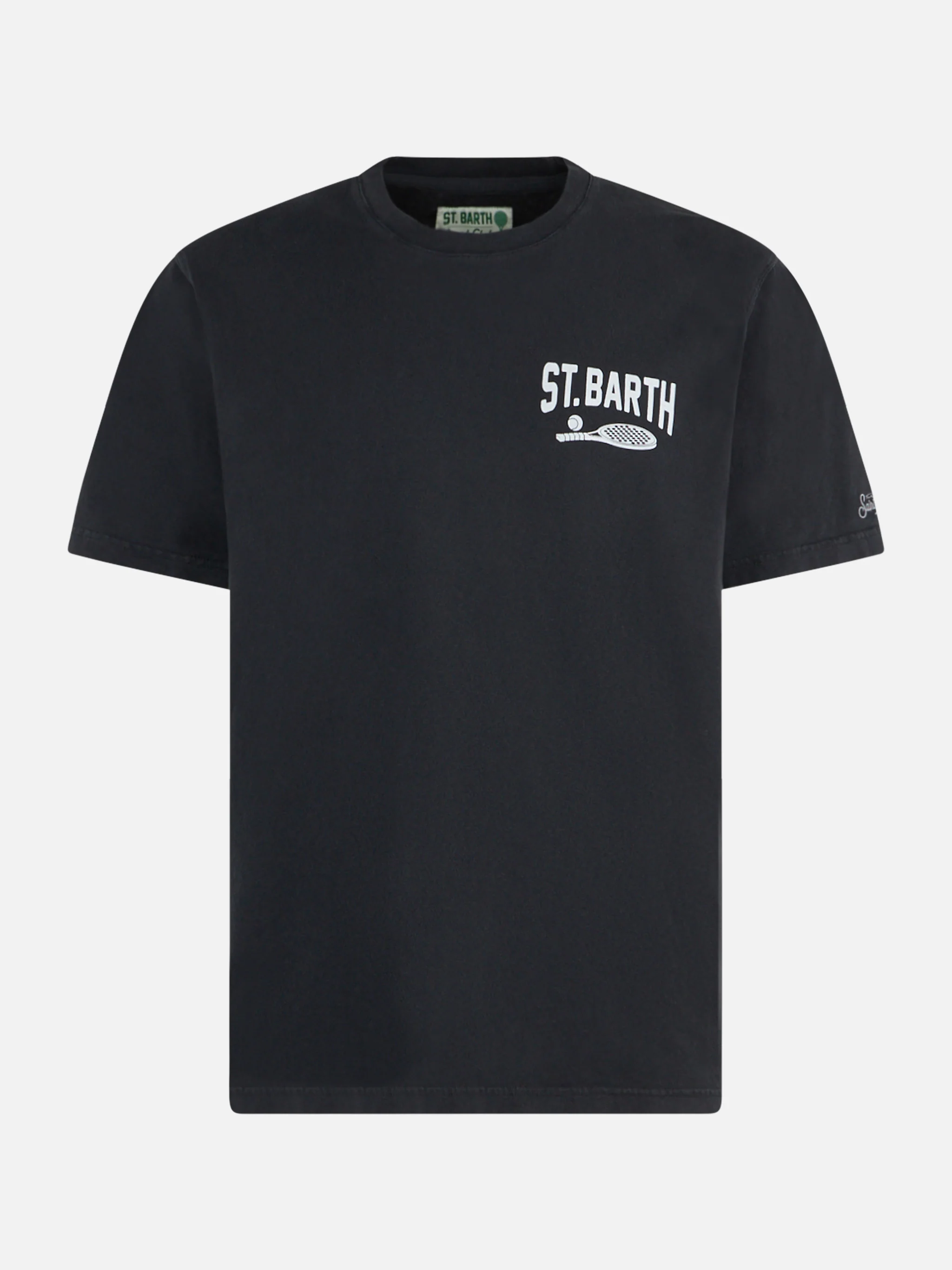 T-shirt van zwaar katoen voor heren met St. Barth-borduurwerk.