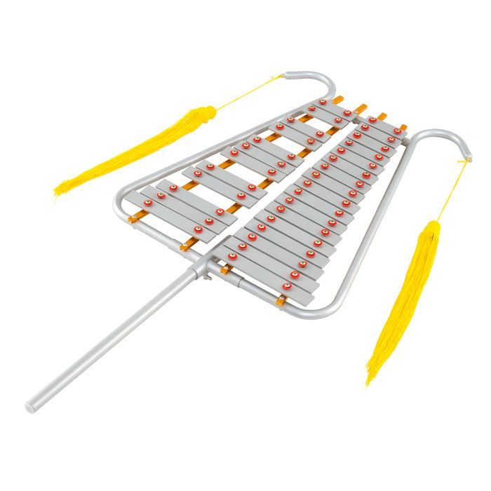 Xilófono glockenspiel de marcha GYMAX de 29 notas, lira con campanas, teclas de aluminio, correa de cuero ajustable, para desfiles.