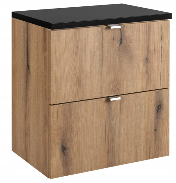 Szafka Pod Umywalkę 50 cm BLAT CZARNY Wisząca 2S NOVA OAK
