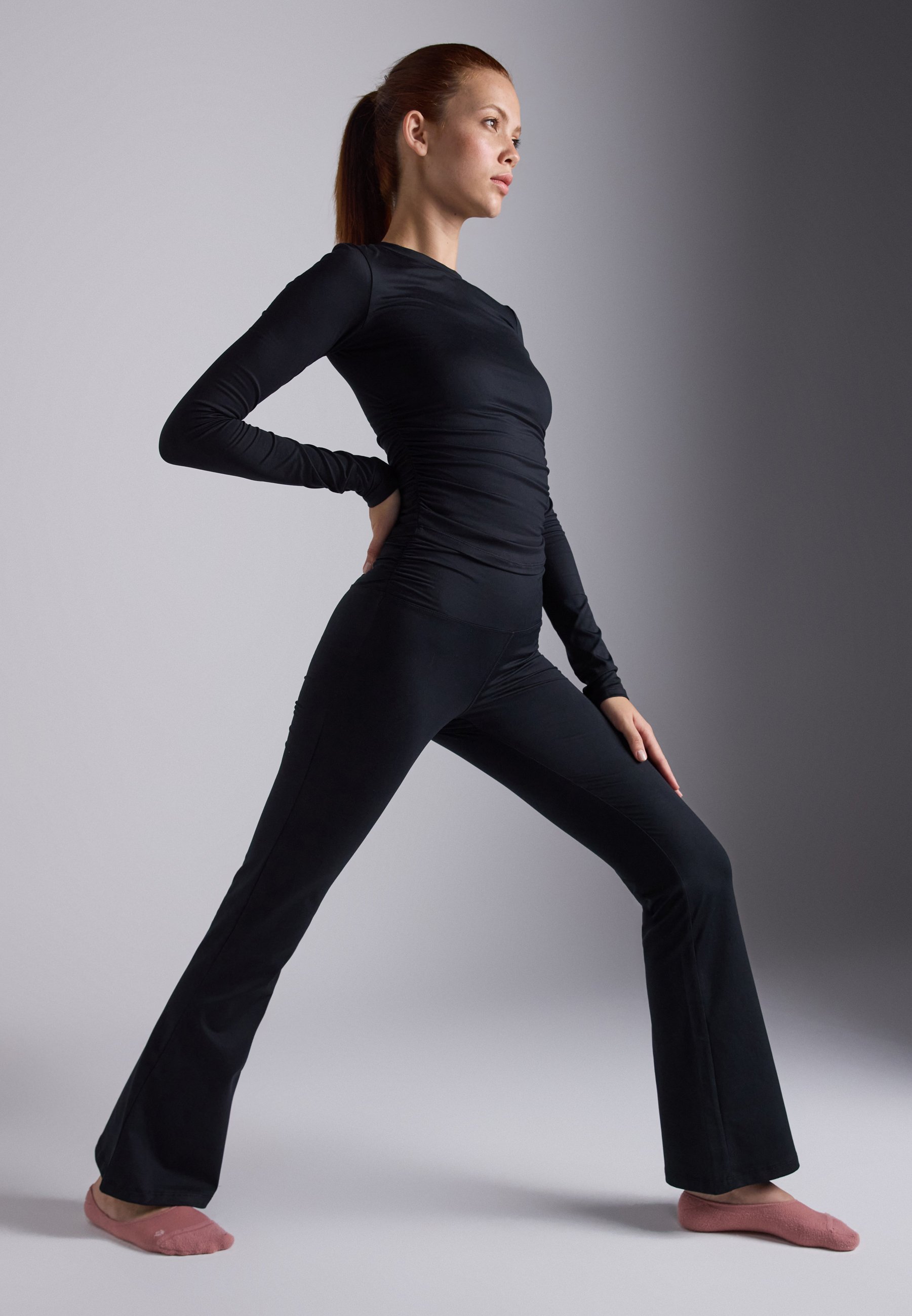 Top a maniche lunghe Even&Odd active con arricciature laterali - Top a maniche lunghe - nero