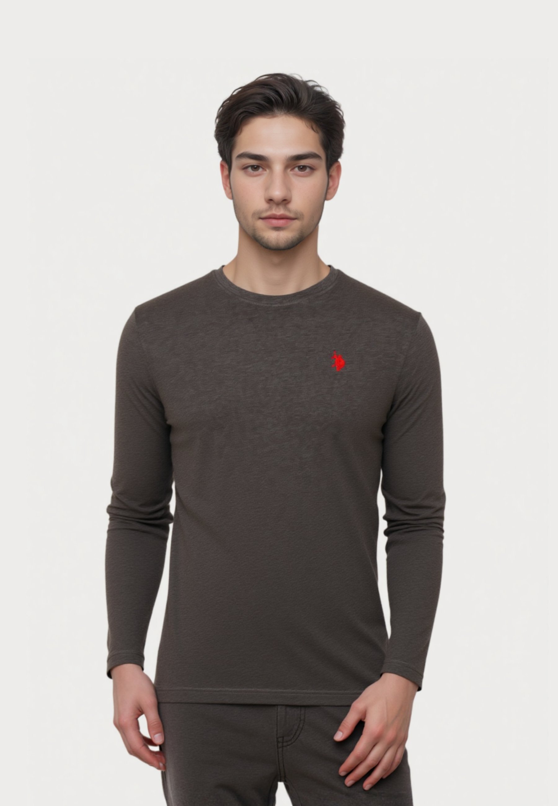Polo americano Assn. LONGSLEEVE MIT RUNDHALSAUSSCHNITT R-NECK - Maglia a maniche lunghe - anthrazit