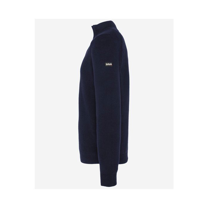 Suéter masculino azul-marinho com zíper 1/4 da Schott Plali